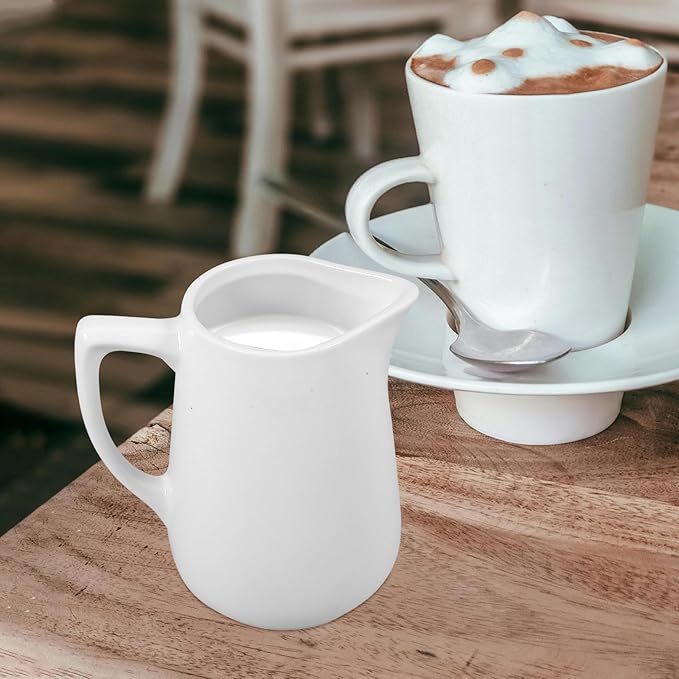 PRETYZOOM Ceramic Milk Pitcher with Handle 15Oz Porcelain Creamer Jug for Coffee Latte Art Sauce Salad Dressing and Home Kitchen Use