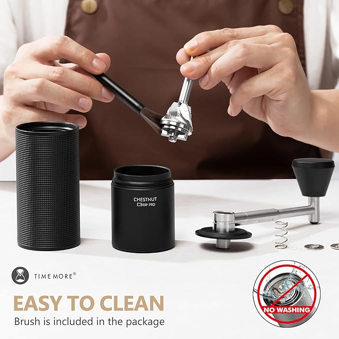 TIMEMORE Chestnut C3 ESP Pro Hand Coffee Grinder, Stainless Steel S2C Conical Burr Manual Coffee Grinder with Foldable Handle, Adjustable Grind Setting for Espresso to French Press - Black