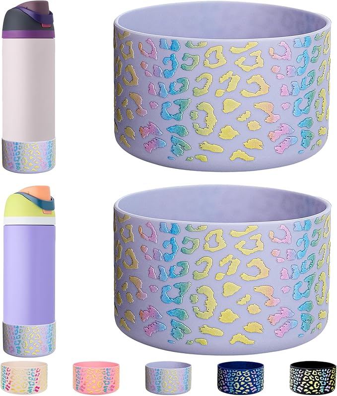 WK IEASON 2Pcs Silicone Boot for Owala Water Bottle, Protective Flask Bottom Cover Base for Owala FreeSip Twist and Flip Flask Water Bottle Accessories-2.83inch Bottom Diameter