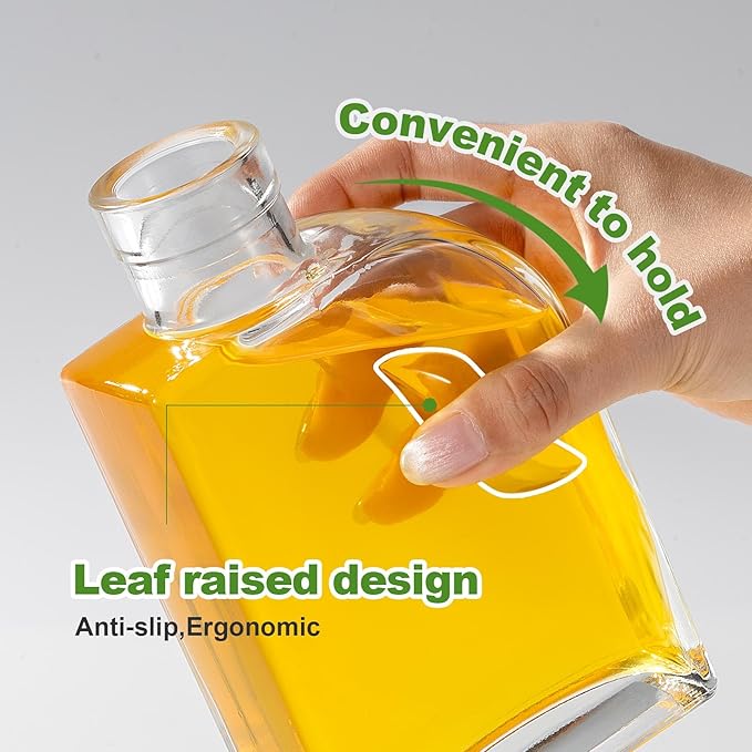 Lu-lupour Glass Olive Oil Dispenser Bottle for Kitchen,Oil & Vinegar Dispenser Set, Coffee Syrup Bottles with Stainless Steel Pourers