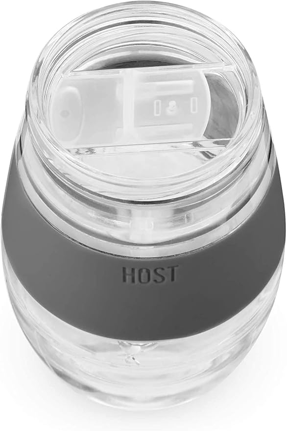 HOST Freeze Wine Glasses with Lids, Insulated Cooling Cups with Freezing Gel, Wine Tumbler Gifts for Women, Freezable Tumblers for Cocktails, Outdoor Party, and Home Bar Gifts, 8.5 oz Set of 2, Gray