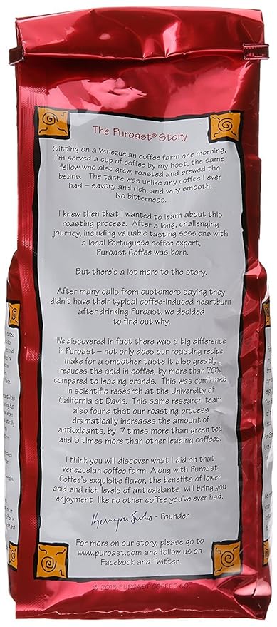 Puroast Low Acid Coffee Whole Bean | Lost Art Whole Bean | Medium Roast | High Antioxidants & High pH |No Bitter Aftertaste | Reduced Heartburn & GERD | Suitable for Cold Brew - 2.2 LB
