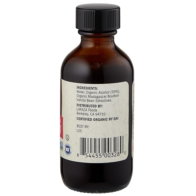 Lafaza Organic Pure Madagascar Bourbon Vanilla Extract, All-Natural (2 fl oz)