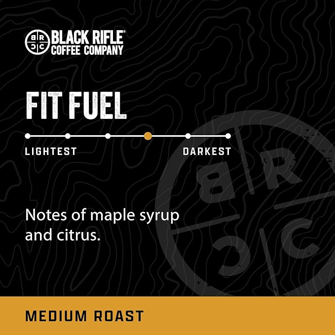 Black Rifle Coffee Company Fit Fuel, 12oz Bag, Ground Coffee Medium Roast - Roasted Blend Made from Arabica Beans - Colombian & Brazilian Beans - Veteran Founded & American Made
