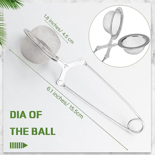 Yinder 36 Pcs Snap Tea Infuser Steeper Strainers for Loose Tea Filter Holder Tong Pincer Steeper Metal Stainless Steel Mesh Ball with Handle Reusable