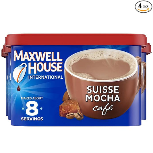 Maxwell House International Suisse Mocha Café-Style Instant Coffee Beverage Mix, 4 ct. Pack, 7.2 oz. Canisters