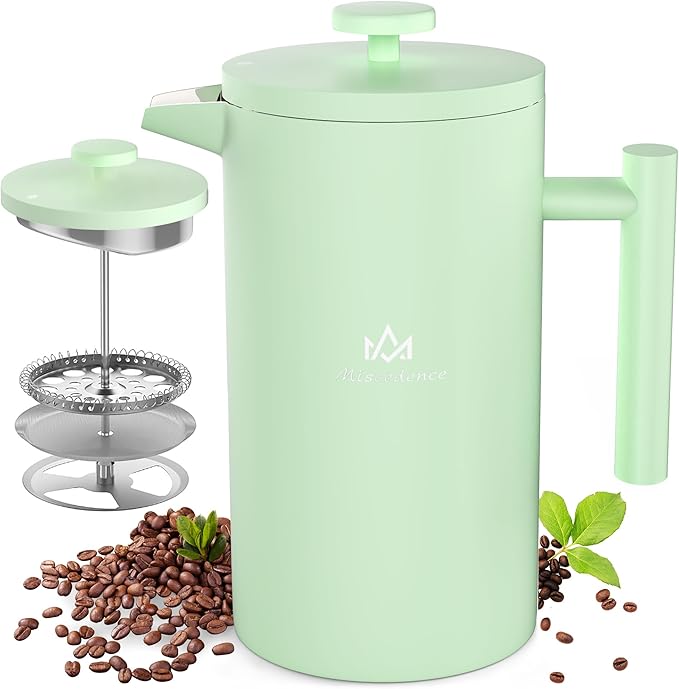 Miscedence French Press Coffee Maker，50OZ Double Wall Vacuum Insulated 304 Stainless Steel for Home, Camping and Office