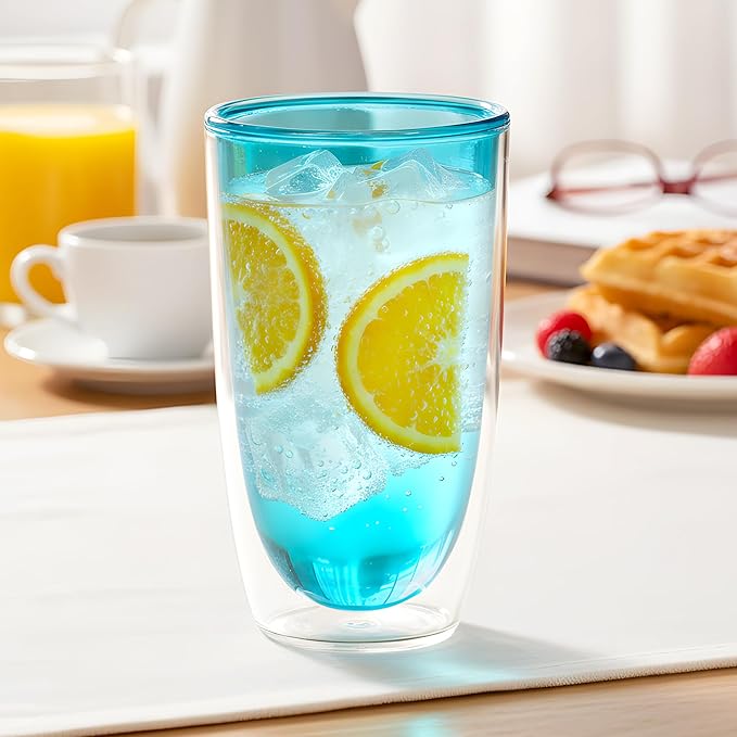Amazing Abby - Andes - 22-Ounce Insulated Plastic Tumblers (Set of 4), Double-Wall Plastic Drinking Glasses, Mixed-Color Reusable Cups, BPA-Free, Shatter-Proof, Dishwasher-Safe