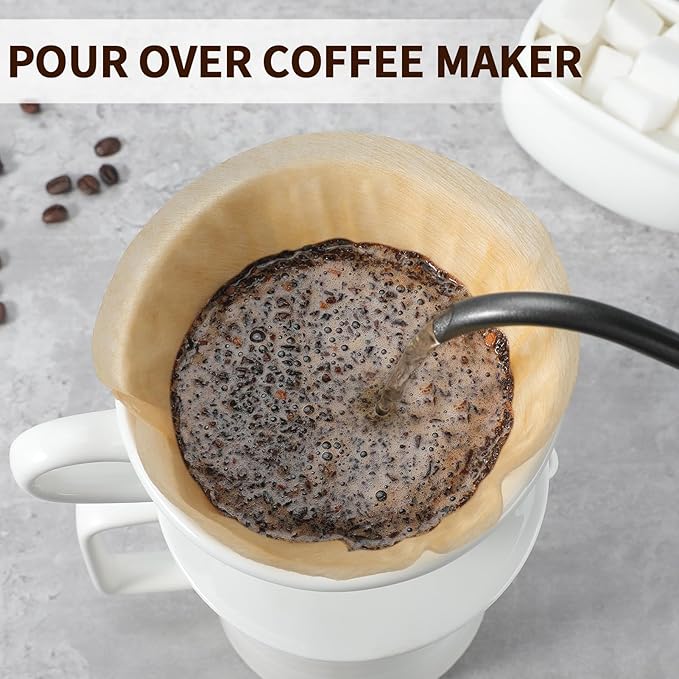 Mongdio Pour Over Coffee Maker, Ceramic Pour Over Dripper, Coffee Pour Over with 3 Holes Flat Bottom, Coffee Accessories for Home, Size 02 White