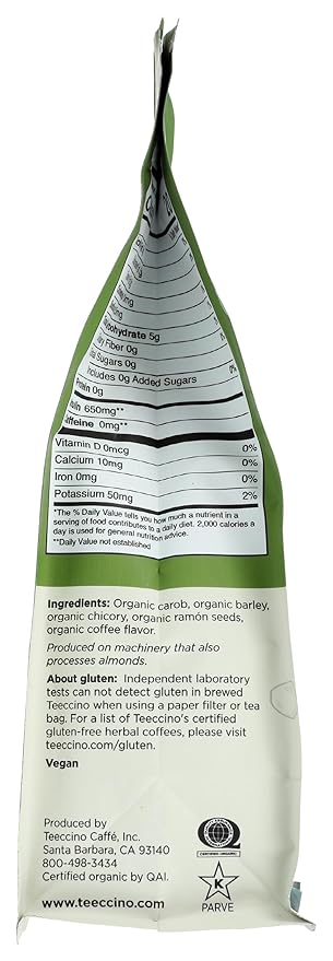 Teeccino French Roast Chicory Coffee Alternative, 11 Ounce: Ground Herbal Coffee That’s Prebiotic, Caffeine-Free & Acid-Free, Dark Roast, with Carob and Chicory, No artificial flavors