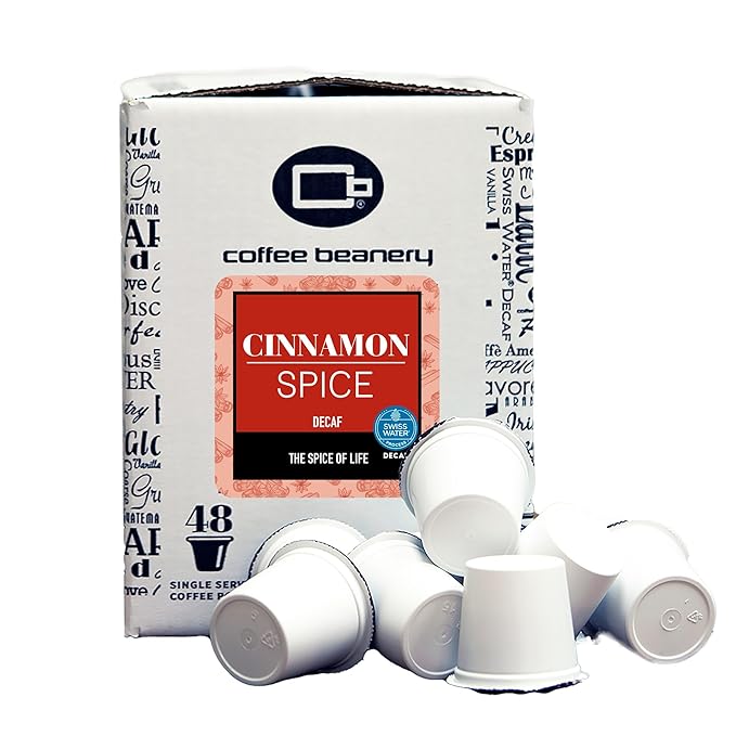 Cinnamon Spice Decaf Coffee Pods by Coffee Beanery | 192ct Bulk Flavored Decaf Coffee Pods Medium Roast Coffee