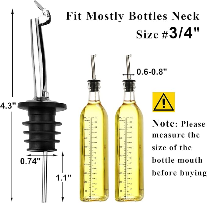 Pafusen 6 Pack Oil Spout with Flip Top, Olive Oil Dispenser Spout,Liquor Bottle Pourer Spouts for About 3/4" Bottle Mouth