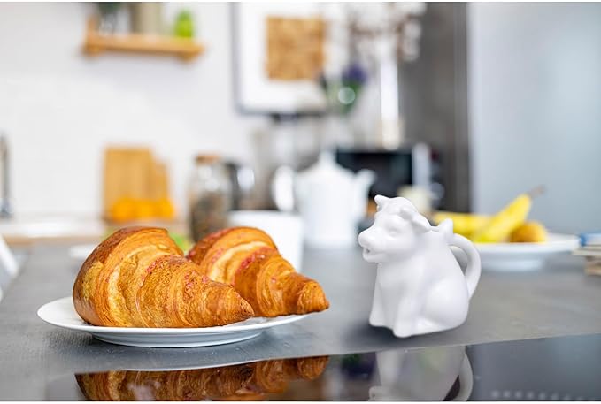 HIC Kitchen Mini Cow Creamer With Handle, Fine Porcelain, 2-Ounce, For Serving Milk, Cream, Syrup, Dressings, And Sauces