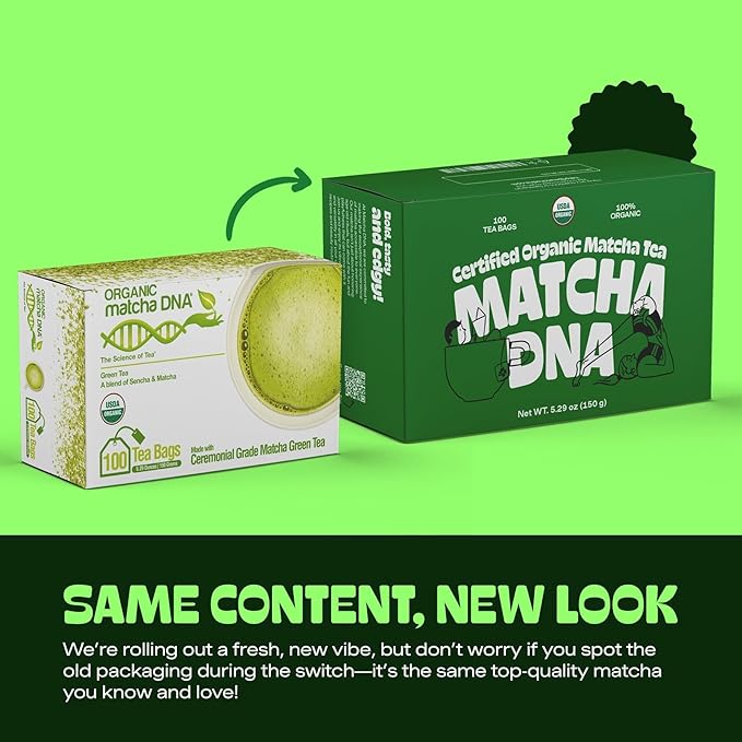 Matcha Teabags MatchaDNA Certified Organic Matcha Green Tea by MATCHA DNA - 100 Teabags