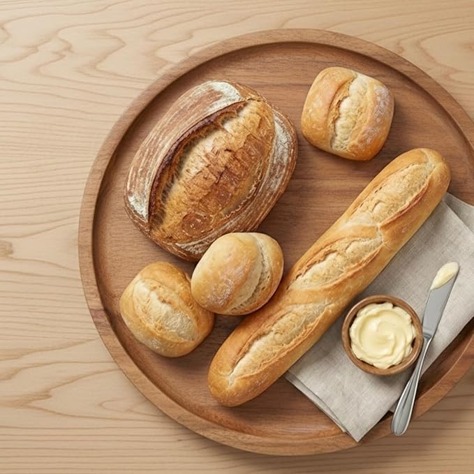13.7 Inches Charcuterie Board | Multi-Functional Round Wooden Tray – Acacia Wood Serving Tray & Coffee Station Organizer for Kitchen Counter, Decorative Wooden Round Tray for Home Decor