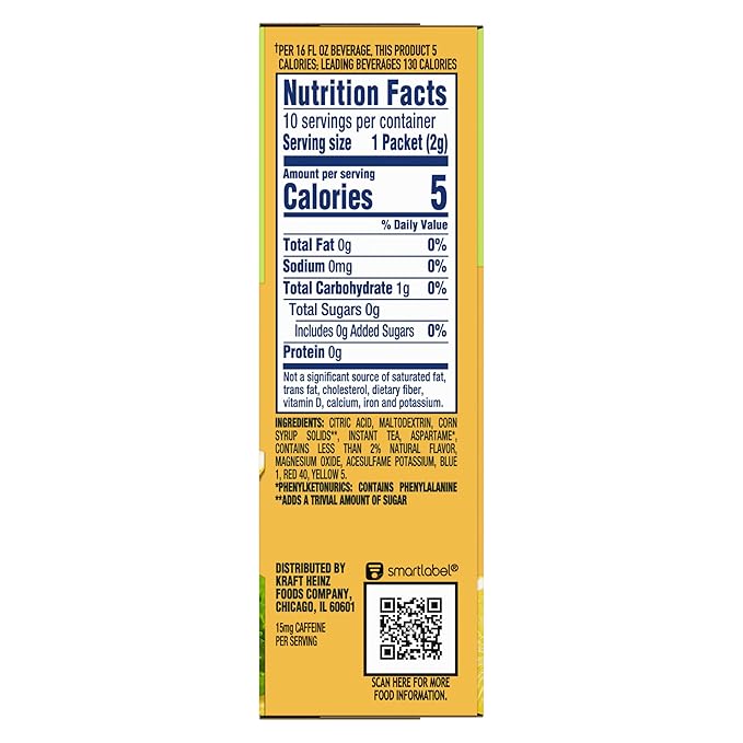 Crystal Light Lemon Iced Tea Naturally Flavored with other natural flavor Powdered Drink Mix, 120 ct Pack, 12 Boxes of 10 On-the-Go-Packets