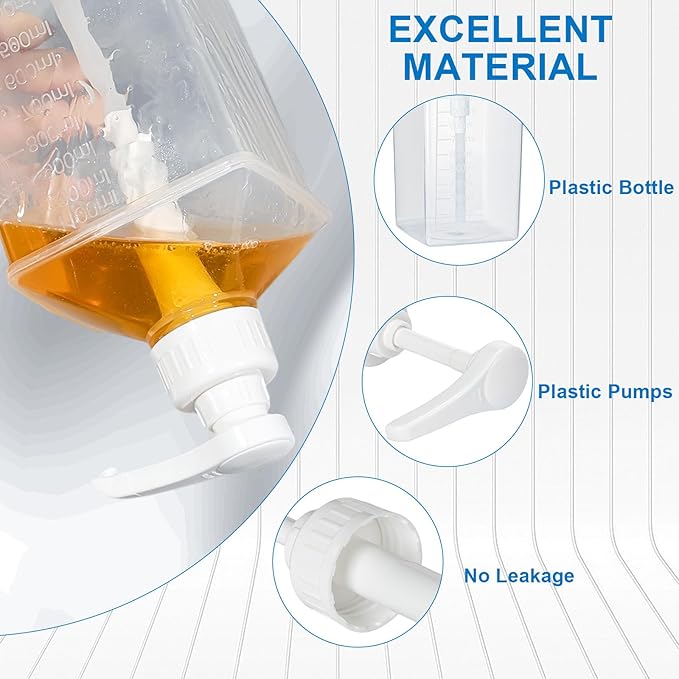 Uceoo Coffee Syrup Dispenser, Plastics Syrup Bottle With Plastic Pump, 37 Oz Large Capacity Square Syrup Pump Dispensers for Coffee Bar, Simple Pump Bottle for Honey, Condiments, Salad Dressings