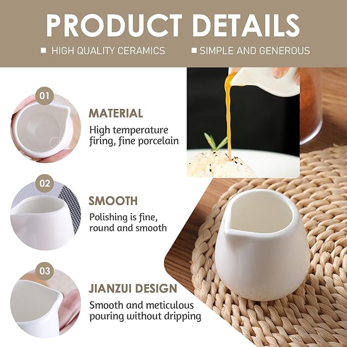 6 PCS Mini Cream Jugs, 50ml Mini Cream Pitcher, Small Creamer for Milk, Coffee, Tea, Jam, Sauces