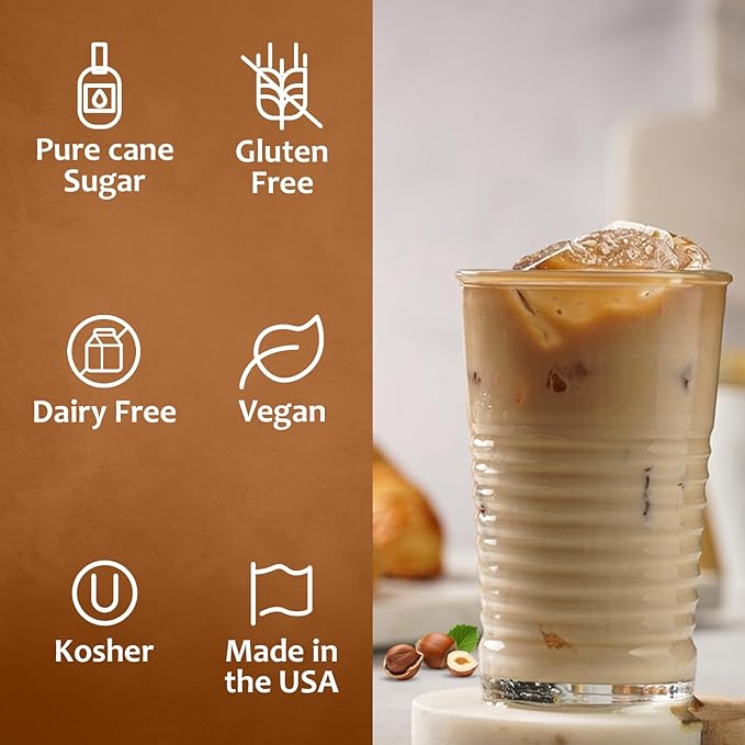 Syruvia Coffee Syrup, Hazelnut Flavored Syrup for Drinks, Lattes, and Desserts – 25.4 fl oz