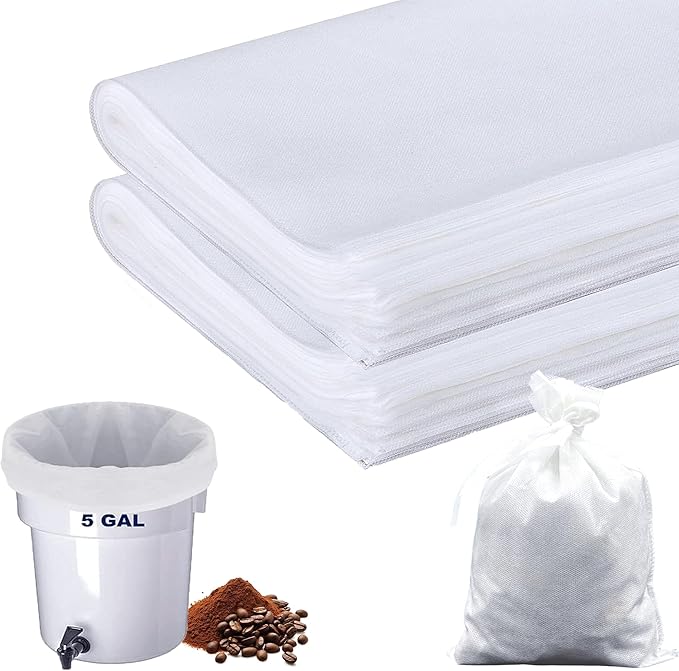 YURICK 50 Pack Commercial Cold Brew Coffee Filters for 5 Gallon Buckets, 20" X 20" Commercial Cold Brew Bags for Commercial Model Cold Brew Coffee Makers, Brew Up To 5 LBS Coffee