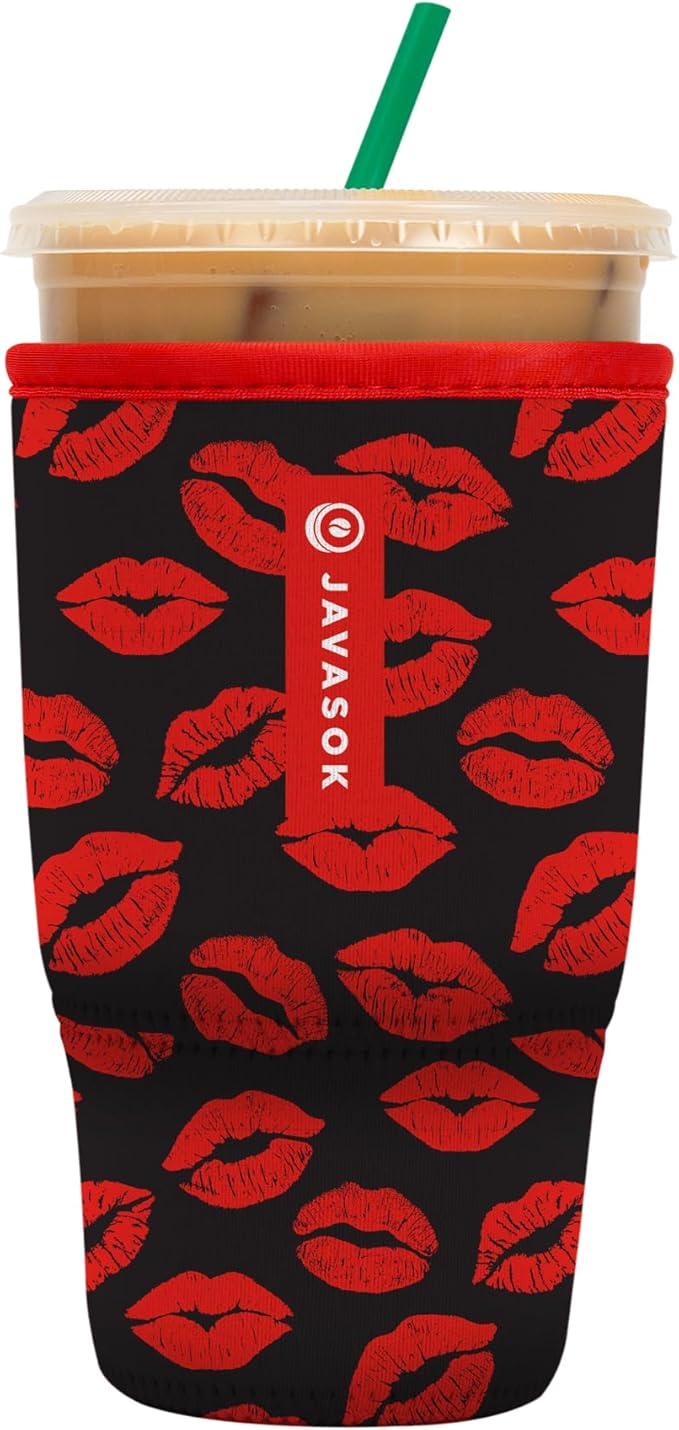 Sok It JavaSok Iced Coffee & Cold Soda Insulated Neoprene Cup Sleeve (XOXO, Large: 30-32oz)