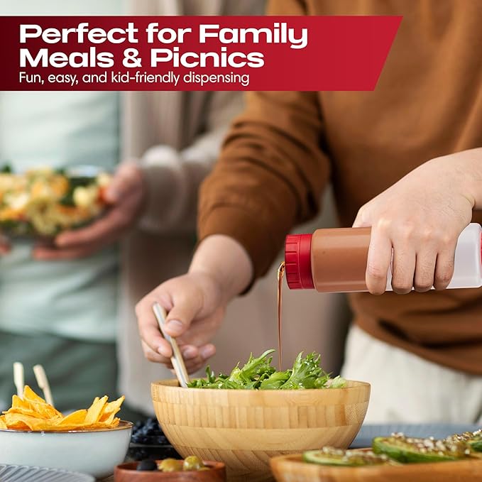 Chef Master Squeeze Bottles for Sauces (20oz) - Inverted, FIFO Refillable Bottle - Condiment Squeeze Bottles for Liquids, Sauces, Batter & Dressing - Made for Restaurants, Diners & Food Trucks - 90291