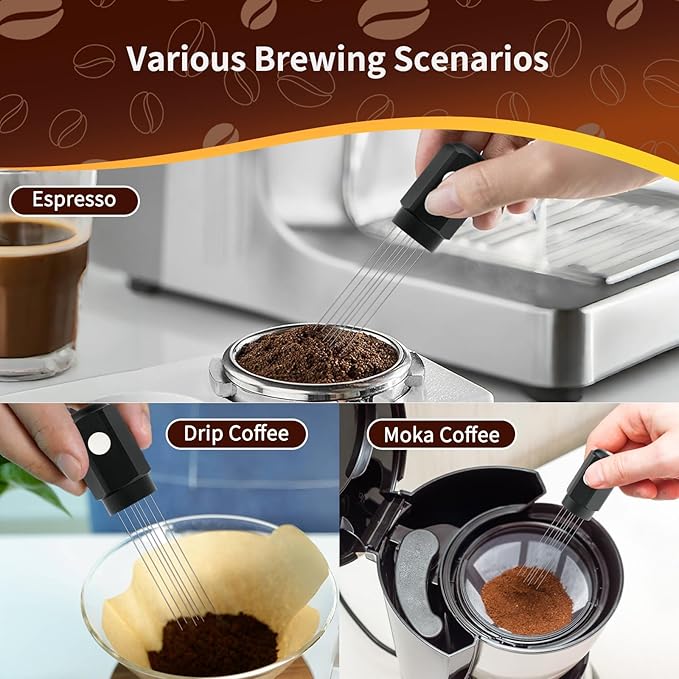 WDT Tool Espresso Distribution Tool - Upgraded Duel Magnetic Design Espresso Accessories Fits All Espresso Machines, Drip Coffee, Moka & Needles Stirrer for Barista, Coffee Lovers