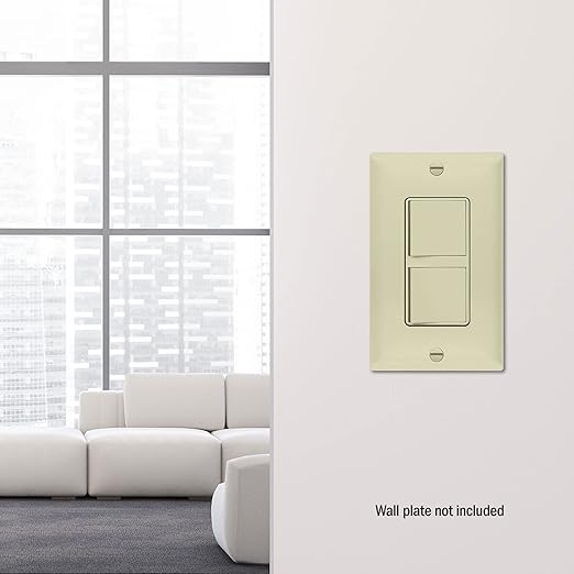 ENERLITES Double Paddle Rocker Combination Decorator Switch, Ground Terminal, Copper Wires Only, Single Pole or 3-Way, Residential/Commercial Grade, 15A 120-277VAC, 62835-I, Ivory