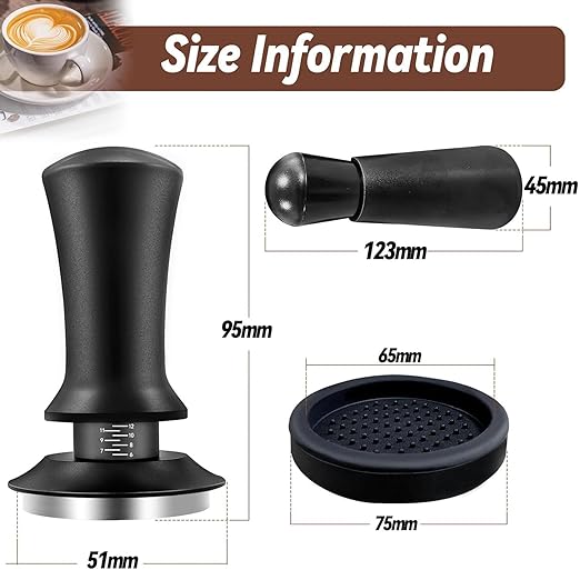 51mm Espresso Accessories Kit – Calibrated Tamper, WDT Distribution Tool, Magnetic Dosing Funnel & Silicone Mat – for 51mm Portafilters