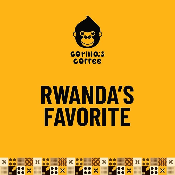 Gorilla's Coffee 100% Arabica - Dark Roast Whole Bean Coffee, Fair Trade, Full Bodied, with Notes of Dark Chocolate | Premium Rwandan Coffee | Rich, Flavorful, and Aromatic (500g/17.6oz)