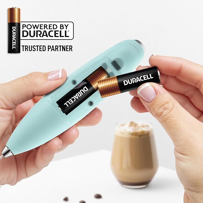 Zulay Kitchen Patented Tornado Triple Whisk Milk Frother with 4 Duracell Batteries – Handheld Foam Maker for Coffee, Lattes, Matcha & Hot Chocolate – Rich, Creamy Froth in Seconds