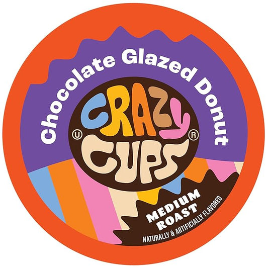 Crazy Cups Flavored Coffee Pods - Chocolate Glazed Donut, Medium Roast, 80 Count (Pack of 1) for Keurig K-Cup Machines - Hot or Iced Coffee, Recyclable Pods
