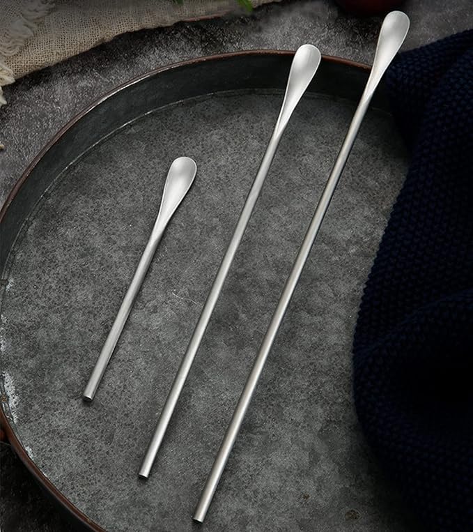 6 Pcs Coffee Stirrers, 3 Sizes Reusable Coffee Stir Sticks (5'', 6.3'', 8.7''), Stainless Steel Stirring Spoons for Espresso & Iced Tea, Silver