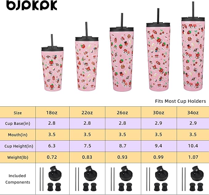 BJPKPK 26oz Stainless Steel Insulated Tumbler With lid And Straw Travel Coffee Thermal Tumblers Cup For Women And Men,Passionate Pink