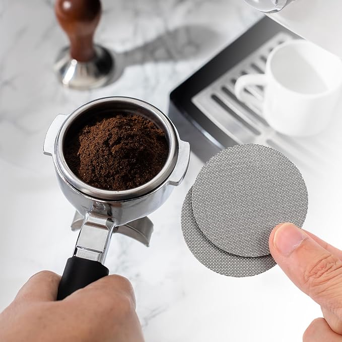 2 Pack 51mm Espresso Puck Screen, 1.7mm Thickness 150μm Reusable Espresso Screen 316 Stainless Steel, Compatible with Espresso Machine Espresso, 51mm Portafilter Filter Basket