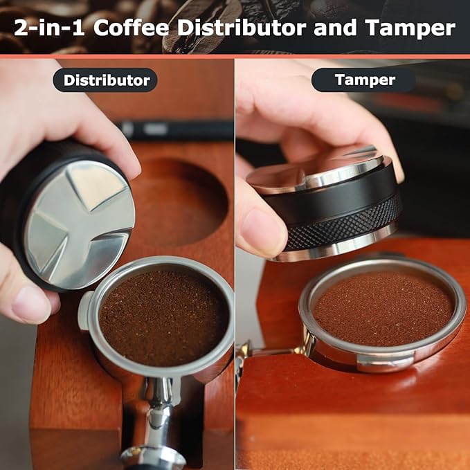 51mm Espresso Accessories Kit for Espresso Portafilter, Coffee Distributor and Espresso Tamper, Wdt Espresso Distribution Tool & Dosing Funnel Set for Espresso Coffee Machines (51mm)