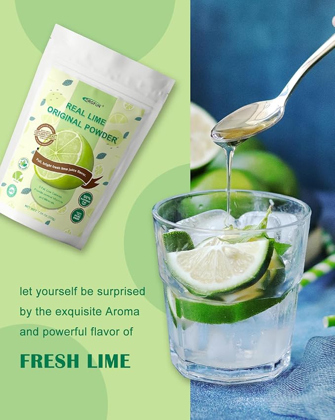 ORGFUN Freeze-Dried Lime Powder – 100% Pure, All Natural, Vegan, 7.06 oz