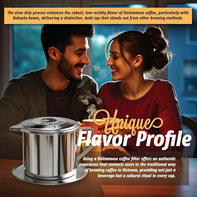 Birdee Vietnamese Coffee Dripper - 12oz (Pack of 2), Stainless Steel, Medium Drip Filter, Durable, Dishwasher Safe, Home Use, Travel, Camping, Gift Sets
