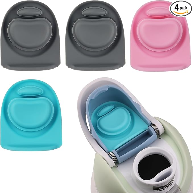 Joshey 4 Pack Rubber Seal Replacement Stopper, Compatible with Owala Freesip 24 oz 32 oz Bottle Spout Lid-Silicone Gasket Replacement Parts (Gray, Pink, Blue)