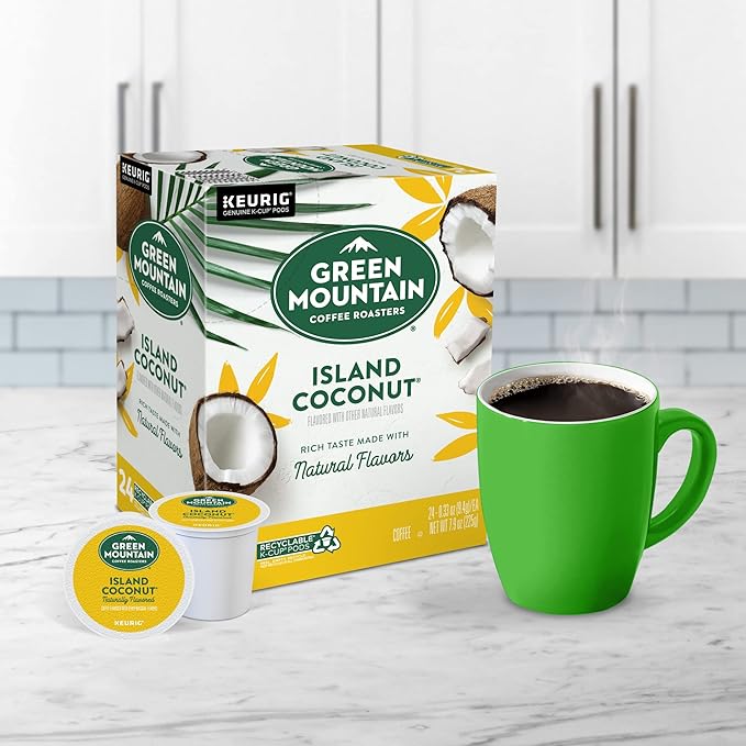 Green Mountain Coffee Roasters Island Coconut Keurig Single-Serve K-Cup Pods, Light Roast Coffee, 96 Count (4 Packs of 24)