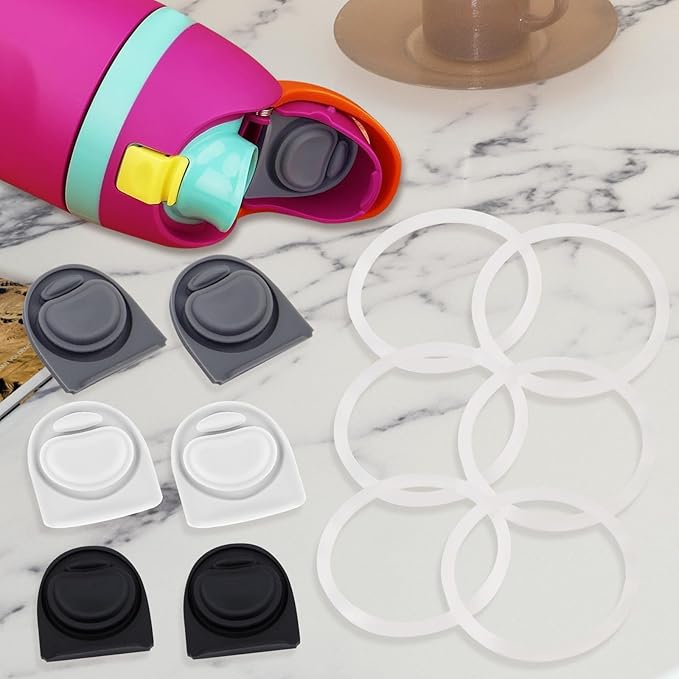6 Sets Replacement Stopper and O Ring Gasket Compatible with Owala FreeSip 24oz 32oz,Water Bottle Lid Insert Cap Silicone Seal Parts for Owala 16/19/24/32/40oz Mouth Piece Accessories Z6S2