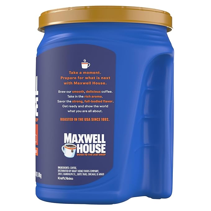 Maxwell House Ground Coffee, Kosher, 1 Canister, for Mornings and Afternoon Pick-Me-Ups, Wake Up Roast, Medium Roast, 40.4 oz