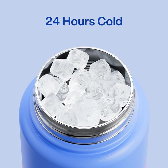 ENCOOL Insulated Water Bottle with Straw Stainless Steel Water Bottle, Leak-Proof, BPA-Free, Double Wall Vacuum Keeps Cold for 24 Hours for Sports, Travel, School (32 oz, Frosted Lilac)