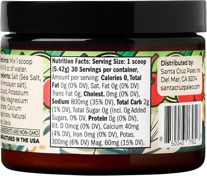 Santa Cruz Paleo Electrolyte Powder, Cherry Limeade, Sugar Free Hydration Drink Mix with Himalayan Pink Salt, Sea Salt, Magnesium Glycinate, Potassium Chloride, Sweetened with Stevia, 30 Servings