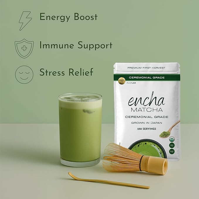 Encha Matcha - Ceremonial Grade Matcha Powder, Organic First Harvest Japanese Green Tea Powder, Tea From Uji, Japan (500g/1.1 lbs)