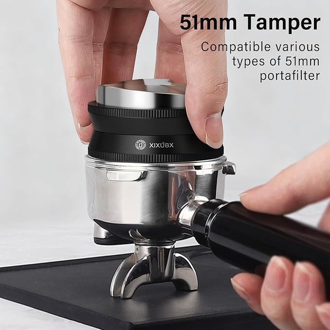 51mm Espresso Tamper, Coffee Distributor and Tamper 304 Stainless Steel Espresso Hand Tamper, Adjustable Depth Espresso Distribution Tool, Professional Espresso Leveler Barista Tools