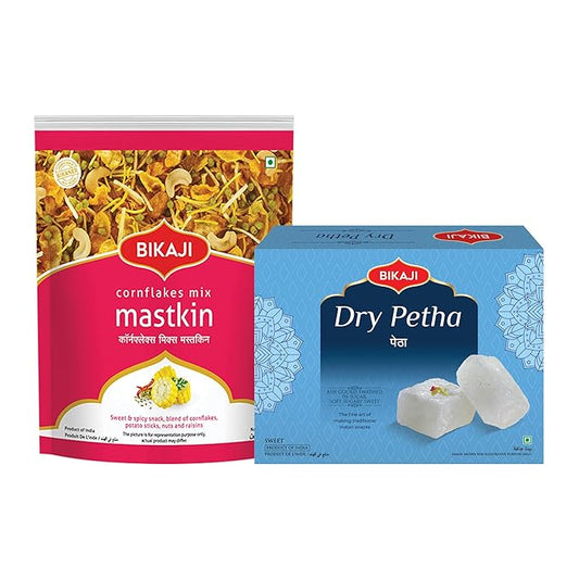 Bikaji Dry Petha 350G & Mastkeen 350G Combo | Sweet Petha & Savoury Namkeen | Festive & Everyday Snack Duo