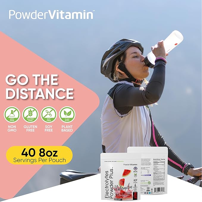PowderVitamin Electrolytes Powder Plus (20 Servings) Watermelon Electrolyte Powder Zero Calorie Keto,0 Sugar, No Maltodextrin,1000mg Potassium,120mg Calcium,120mg Magnesium, Pink Himalayan Salt