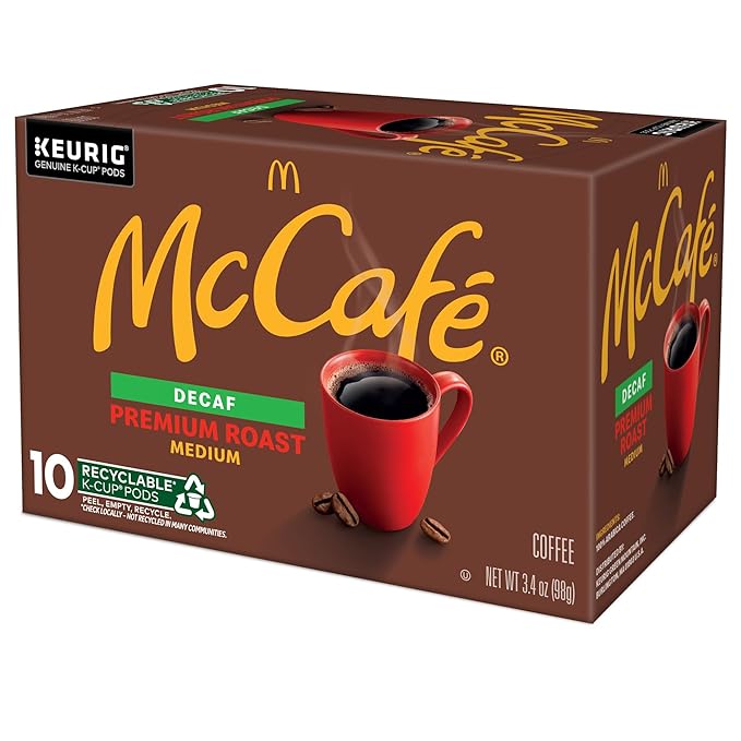 McCafe Premium Roast Decaf Coffee, Single Serve Keurig K-Cup Pods, Decaffeinated, 60 Count, (6 Packs of 10)