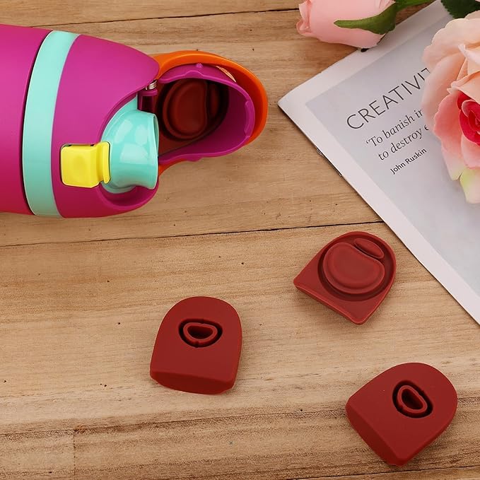 4pcs Bottle Replacement Stopper, Bottle Gasket Silicone Plug Accessories for Owala FreeSip 24oz 32oz, Water Bottle Top Lid Parts for Owala 19/24/32/40oz BPA-Free Seal Bottle Cap Mouth (Dark Red)